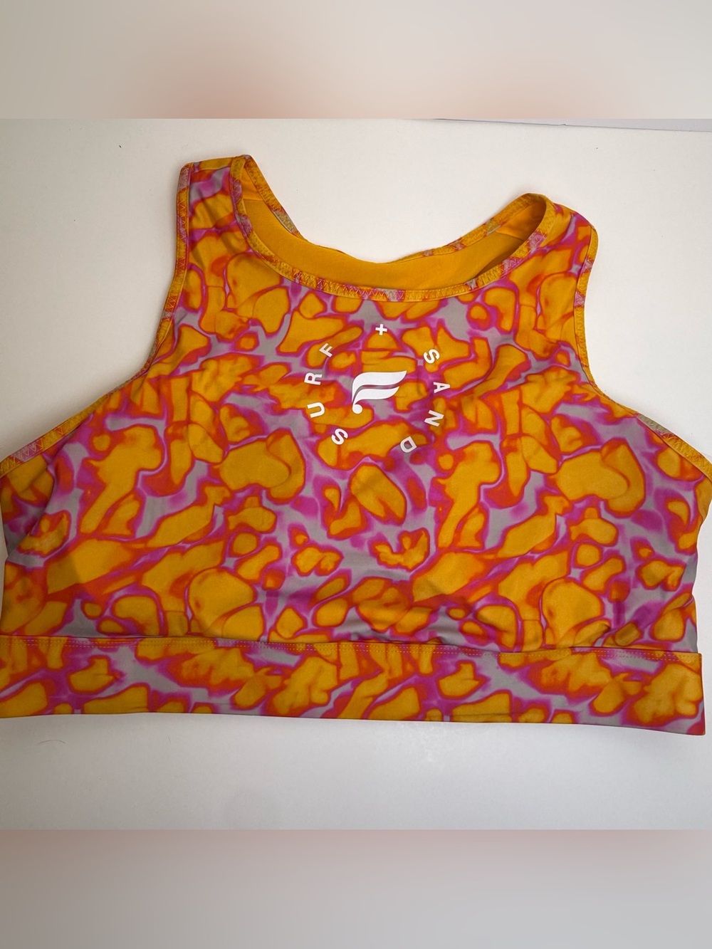 Fabletics Trinity High Impact Sports Bra Afternoon Sun Orange 2XL Graphic Top